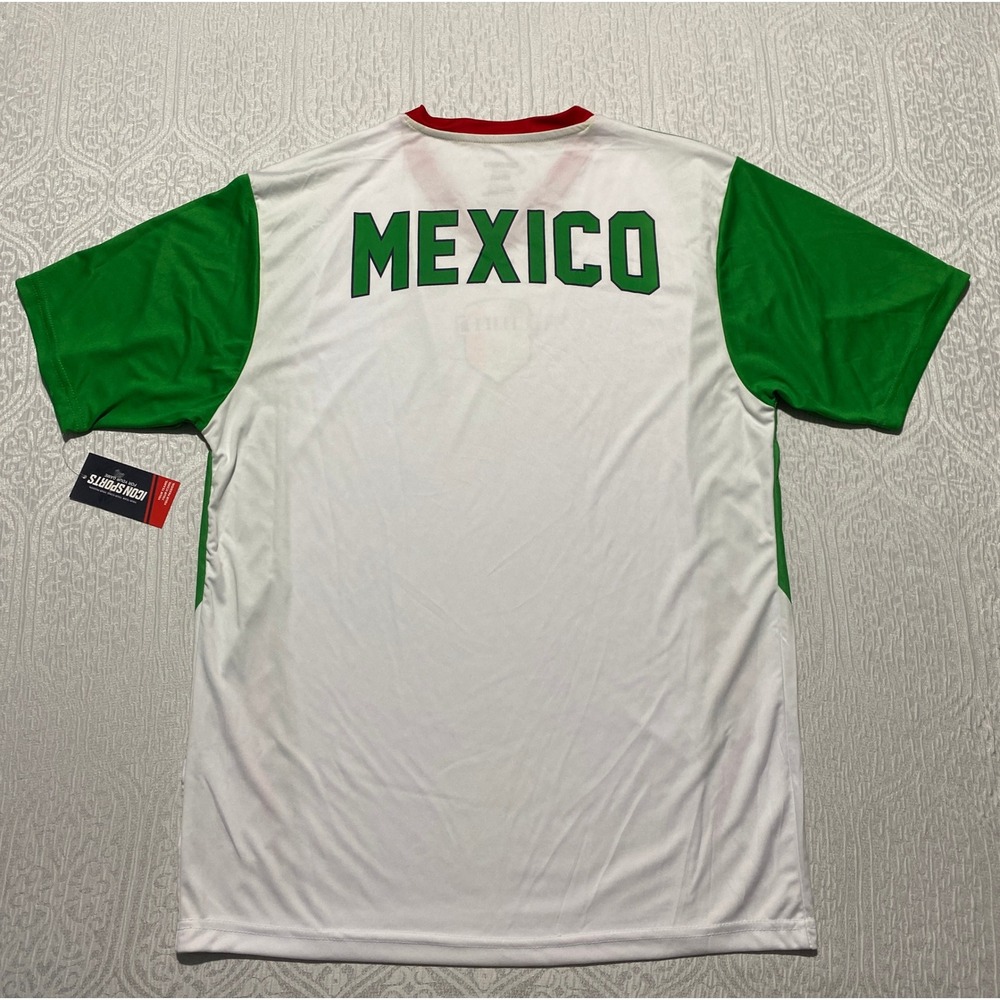 Icon Sports Mexico Soccer Jersey Mens XL White Green Red V-Neck Poly El Tri NEW